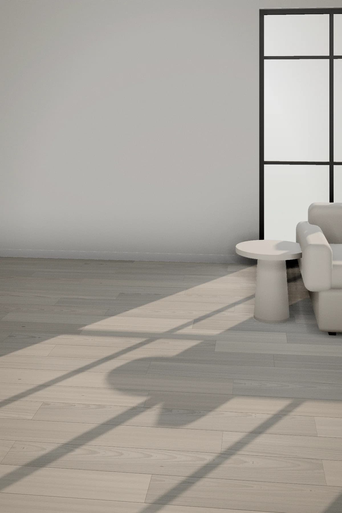 Stone Oak laid in a bright living room with steel garden doors
