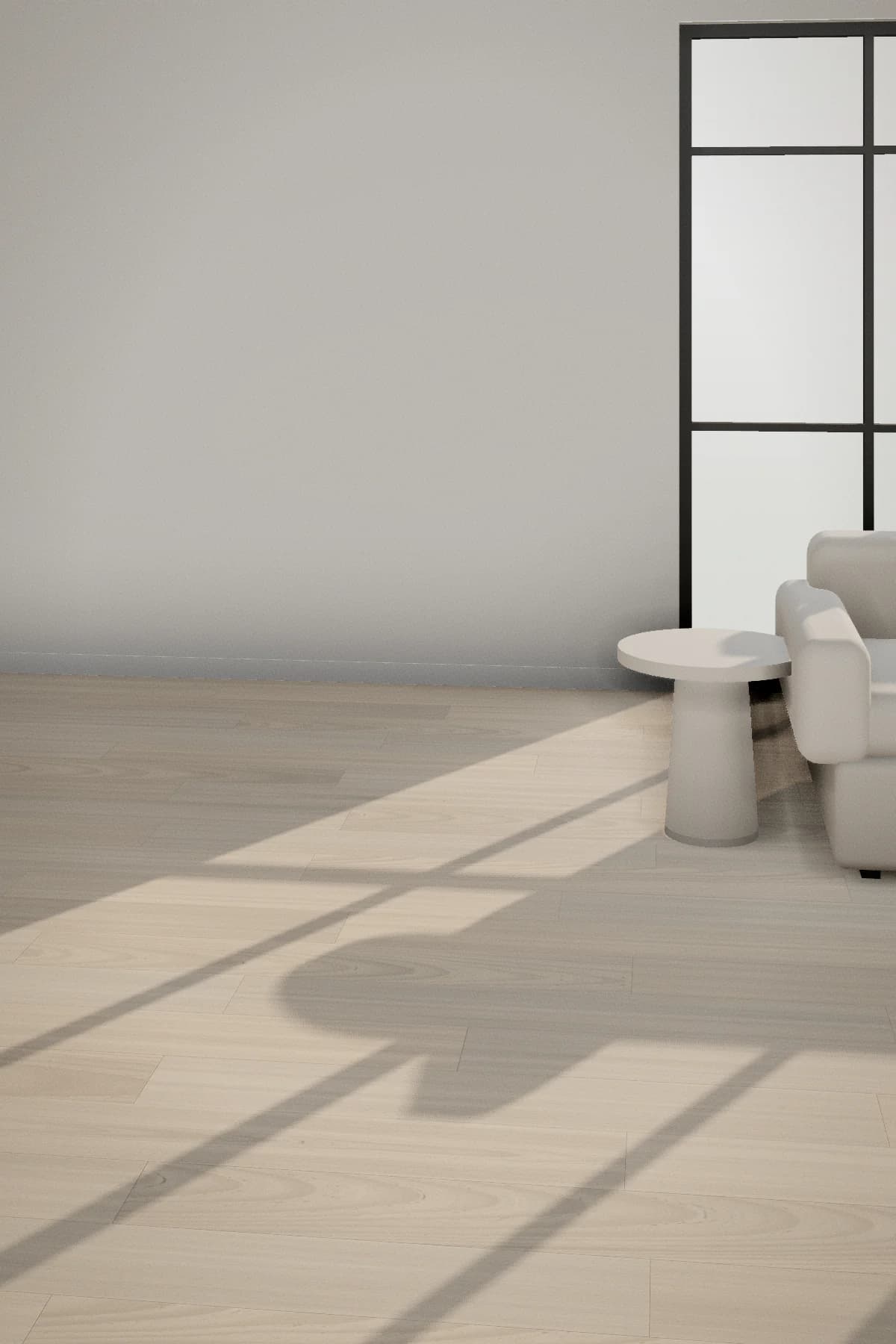 Flax Oak laid in a bright living room with steel garden doors